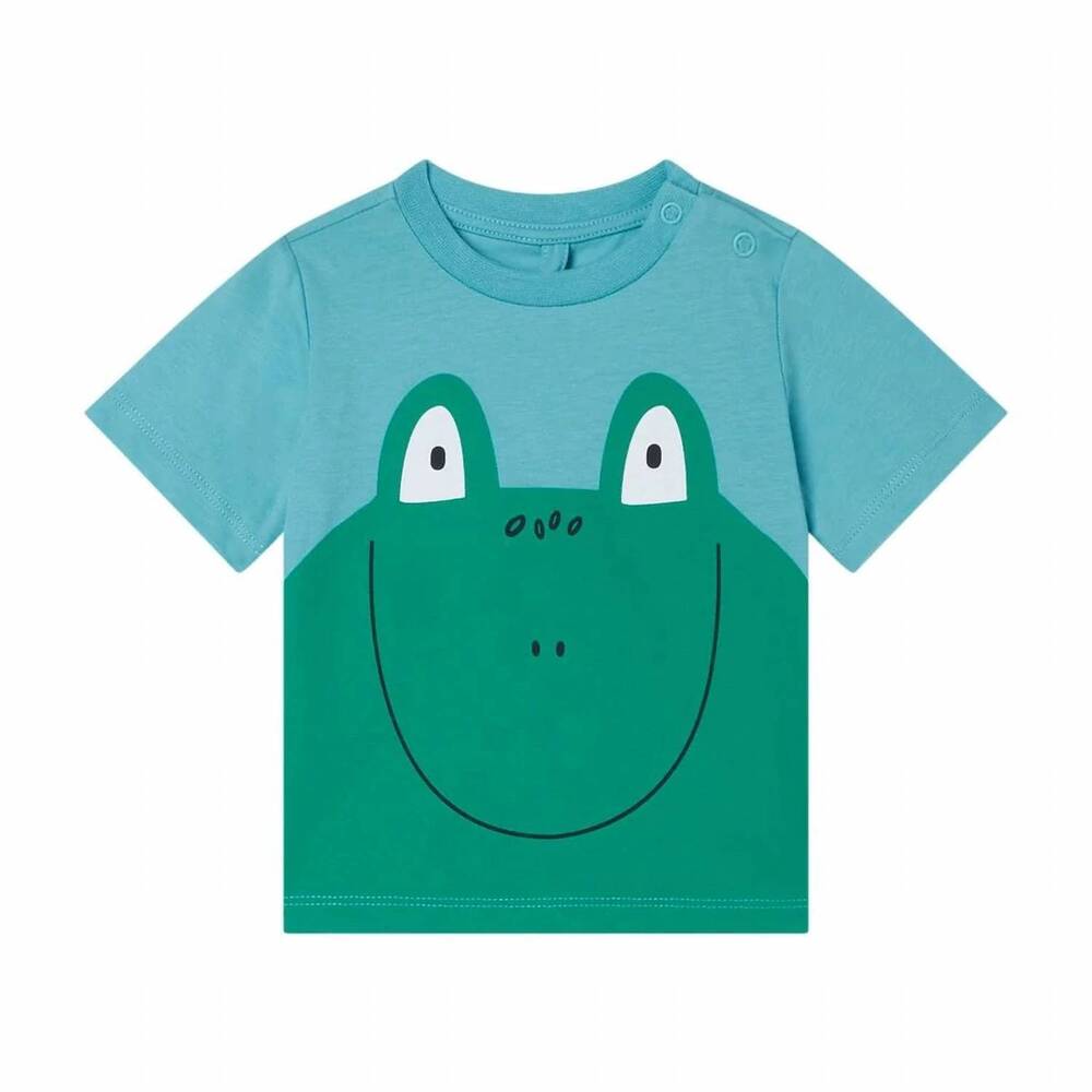 NEW STELLA MCCARTNEY baby boy frog face print tee in blue